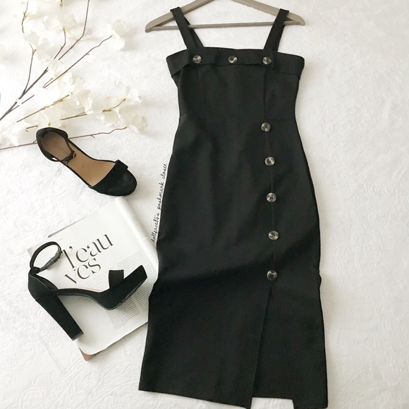 Stella Luce Dresses & Skirts - Black Button Lined Stretchy Midi Sundress